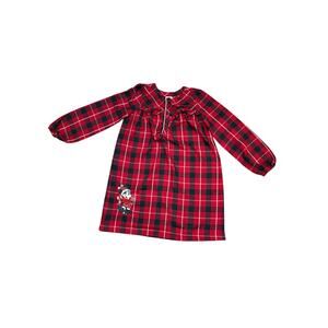 Disney Minnie Mouse Holiday Plaid Nightgown Girls 7/8 Red Green Long Sleeve